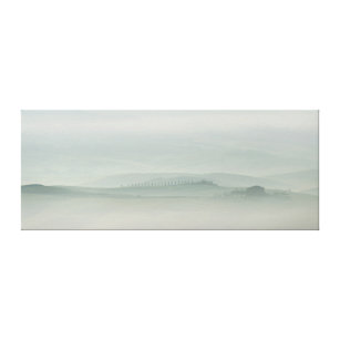 Pastel morning in foggy Tuscany Canvas Print