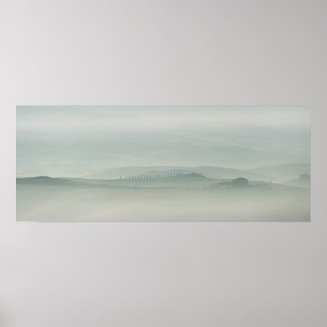 Pastel morning in foggy Tuscany Poster (Front)