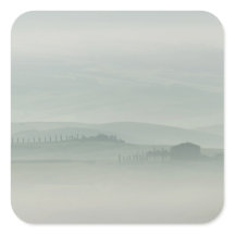 Pastel morning in foggy Tuscany