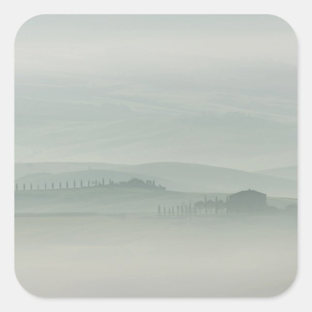 Pastel morning in foggy Tuscany Square Sticker (Front)