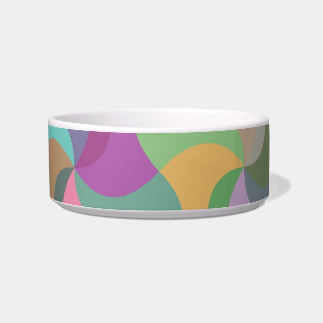 pastel mosaic cat food bowl  (Front)