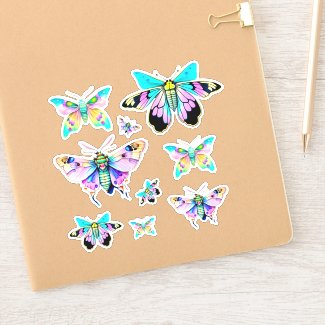 Pastel Moth, watercolor style,