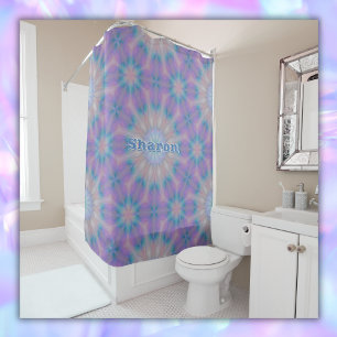 Pastel Mother of Pearl Pattern Name Monogram Shower Curtain