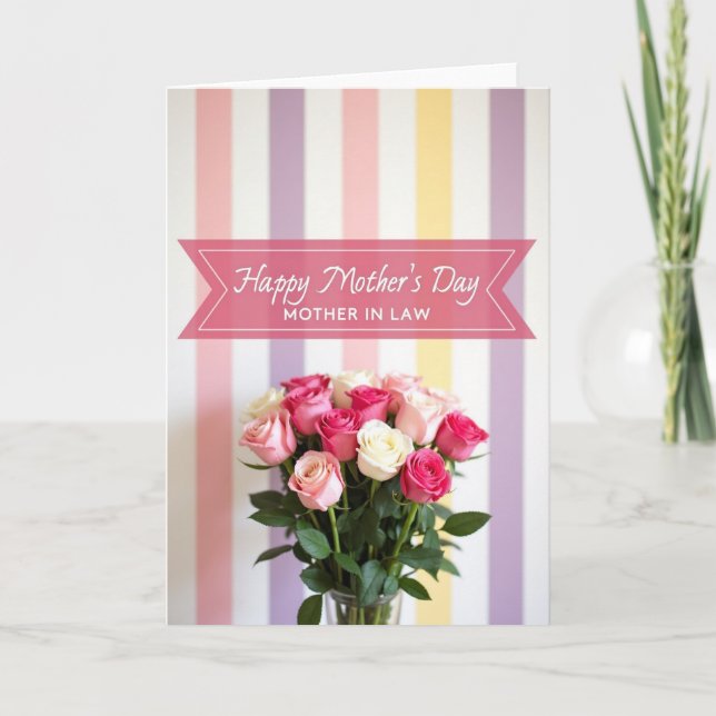 Pastel Mothers Day Stripe Card (Front)