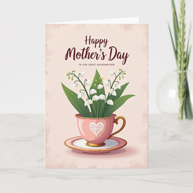 Pastel Mothers Day Teacup Card (Front)