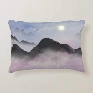 Pastel Mountain Silhouettes | Minimalist Nature Accent Pillow