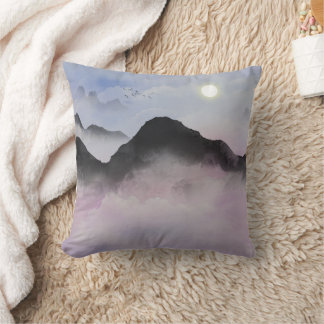 Pastel Mountain Silhouettes | Minimalist Nature Throw Pillow