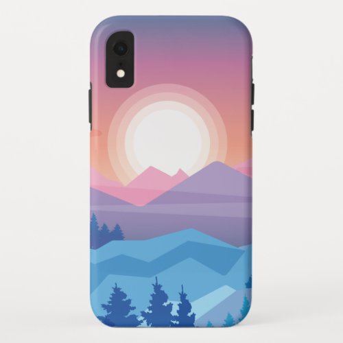 Pastel Mountain Sunset Abstract iPhone XR Case