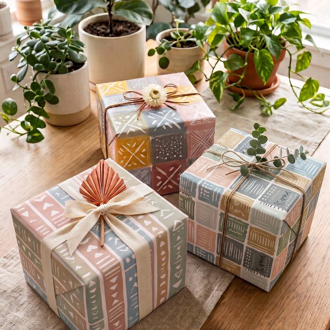 Pastel Mudcloth | Mixed Set of Wrapping Paper Sheets (Styled Gifts)