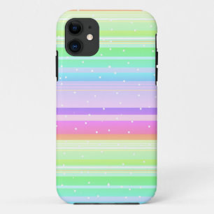 Pastel multi color creative striped white dotted iPhone 11 case