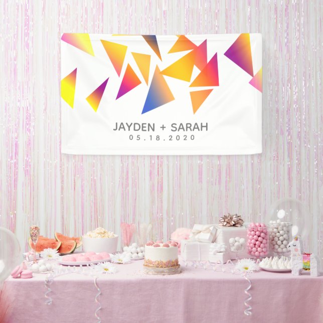 Pastel Multi-Colored Confetti White Wedding Banner (Party)