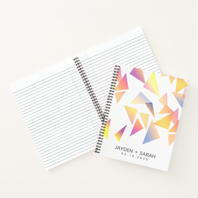 Pastel Multi-Colored Confetti White Wedding Notebook (Inside)