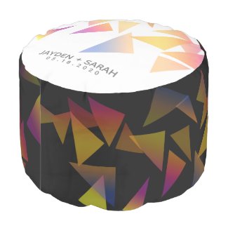 Pastel Multi-Colored Confetti White Wedding Pouf