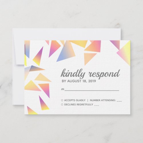 Pastel Multi_Colored Confetti White Wedding RSVP Card