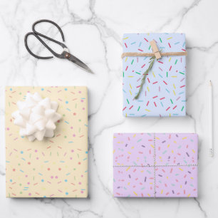 Pastel Multi Colored Sprinkles Modern Trendy Wrapping Paper Sheets
