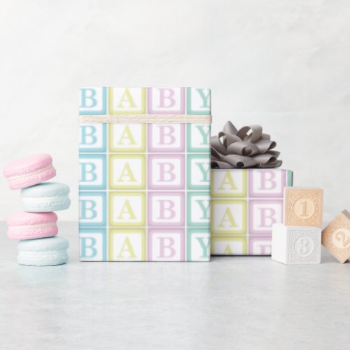 Pastel Multicolor Baby Blocks Wrapping Paper
