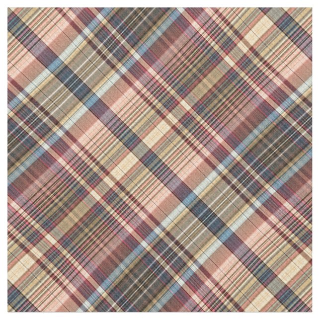 Pastel multicolor plaid fabric (Close Up)