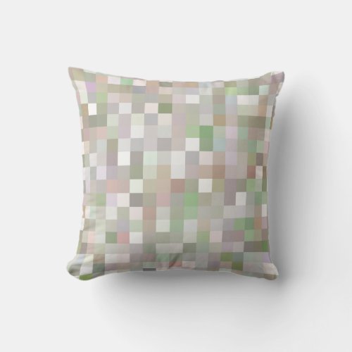 Pastel Multicolored Square Pattern Throw Pillow