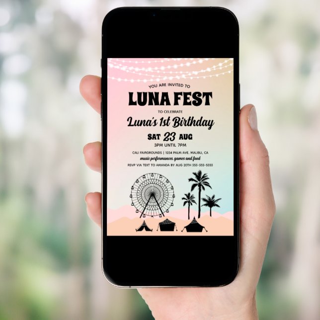 Pastel Music Festival Birthday Invitation (Front Digital)