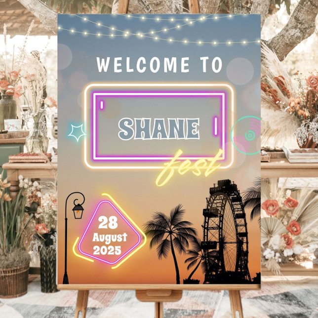 Pastel Music Festival Boho Concert Welcome Sign (carnival birthday, music festival, concert carnival, festival welcome, pastel festival, pastel music)