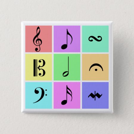 Pastel Music Symbols Button