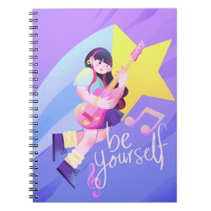 Pastel Music-Themed Cover with Star & Cute Girl Notebook