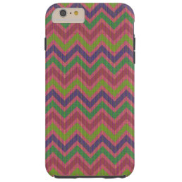 Pastel Muted Brown And Green Chevron Pattern 2 Tough iPhone 6 Plus Case