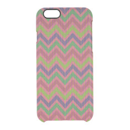 Pastel Muted Brown And Green Chevron Pattern 2 Clear iPhone 6/6S Case