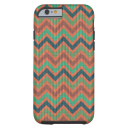 Pastel Muted Brown And Green Chevron Pattern Tough iPhone 6 Case
