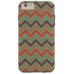 Pastel Muted Brown And Green Chevron Pattern Tough iPhone 6 Plus Case
