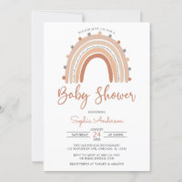 Pastel Muted Tones Boho Rainbow Baby Shower Invita Invitation