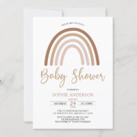 Pastel Muted Tones Boho Rainbow Baby Shower Invitation