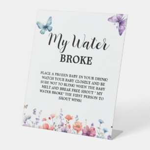 Pastel my water broke Baby Baby Shower Game sign