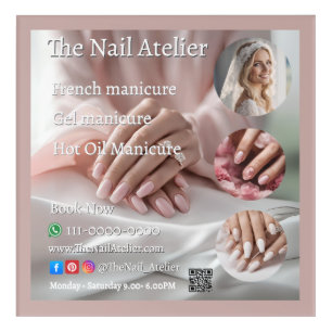 Pastel Nail Salon Elegant Hands Pink Manicure Text Acrylic Print