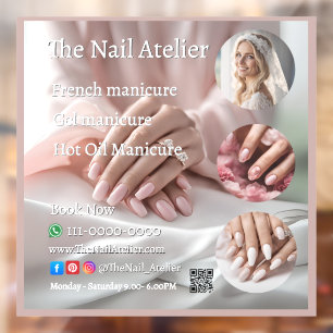 Pastel Nail Salon Elegant Hands Pink Manicure Text Window Cling