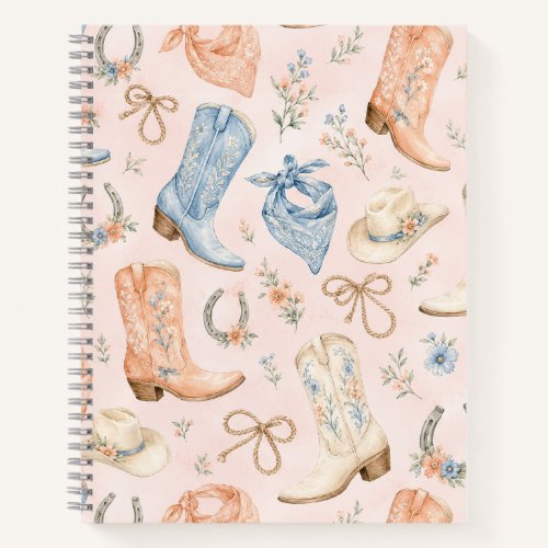 Pastel Nashville Cowgirl Boots Watercolor Notebook