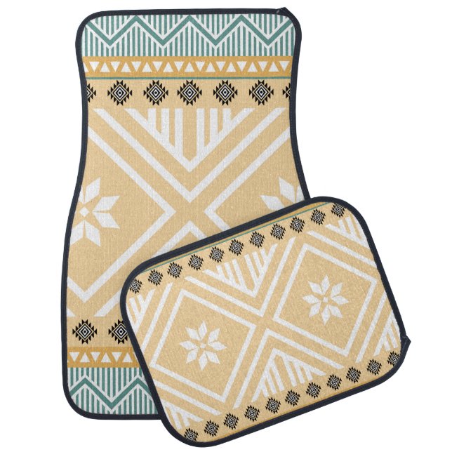 Pastel Native Fabric Seamless Pattern,  Thai Nativ Car Floor Mat (Set)