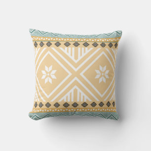 Pastel Native Fabric Seamless Pattern,  Thai Nativ Throw Pillow