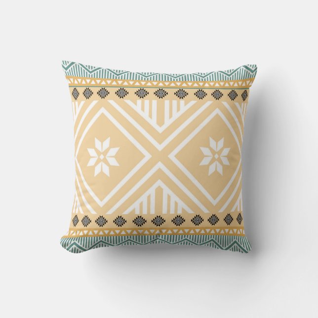 Pastel Native Fabric Seamless Pattern,  Thai Nativ Throw Pillow (Front)