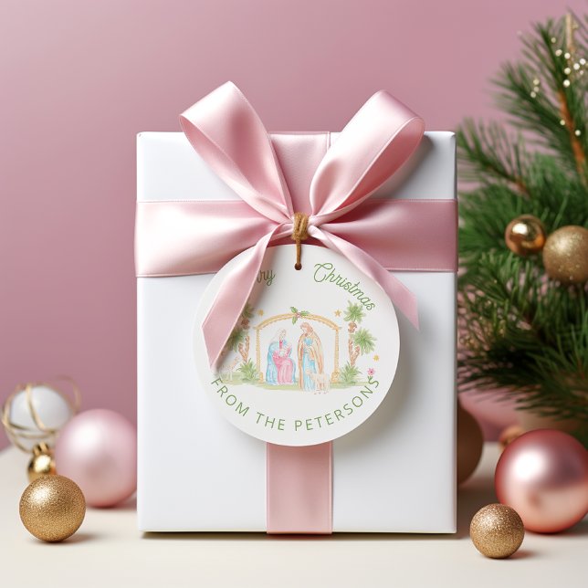 Pastel Nativity Christmas Favor Tags (Creator Uploaded)
