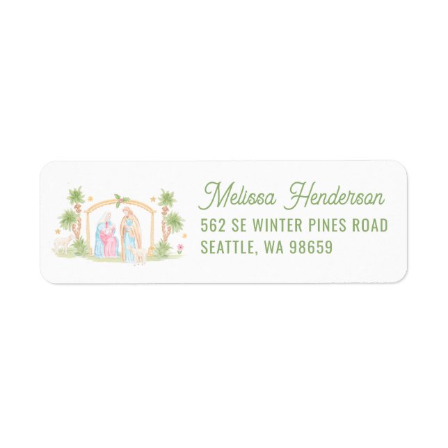 Pastel Nativity Christmas Label (Front)