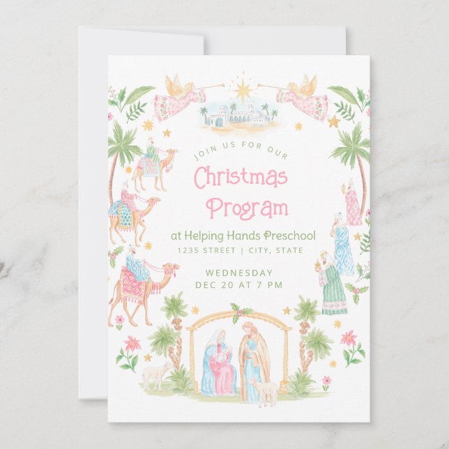 Pastel Nativity Christmas Program | Preschool (Front)