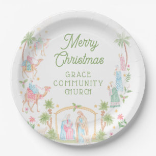 Pastel Nativity Frame Paper Plates