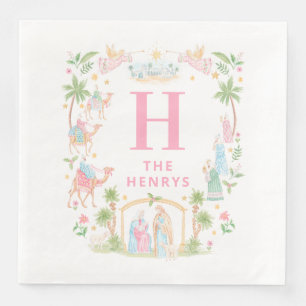 Pastel Nativity Monogram Paper Dinner Napkins