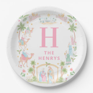 Pastel Nativity Monogram Paper Plates