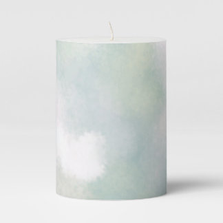 pastel nature watercolor mint green pattern pillar candle