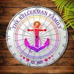 Pastel Nautical Anchor and Family Name Custom Dart Board<br><div class="desc">Classy,  trendy,  pretty pastel nautical theme with your family name and date established.</div>