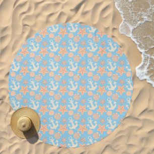 Pastel Nautical Pattern Beach Towel