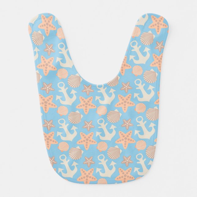 Pastel Nautical Pattern Bib (Front)
