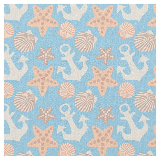 Pastel Nautical Pattern Fabric (Close Up)